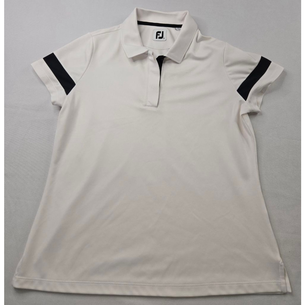 Women's FootJoy White Black Short Sleeve Polo Shirt Size L